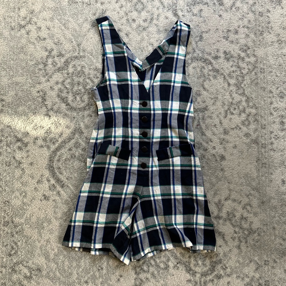 1990s Plaid Flannel Romper